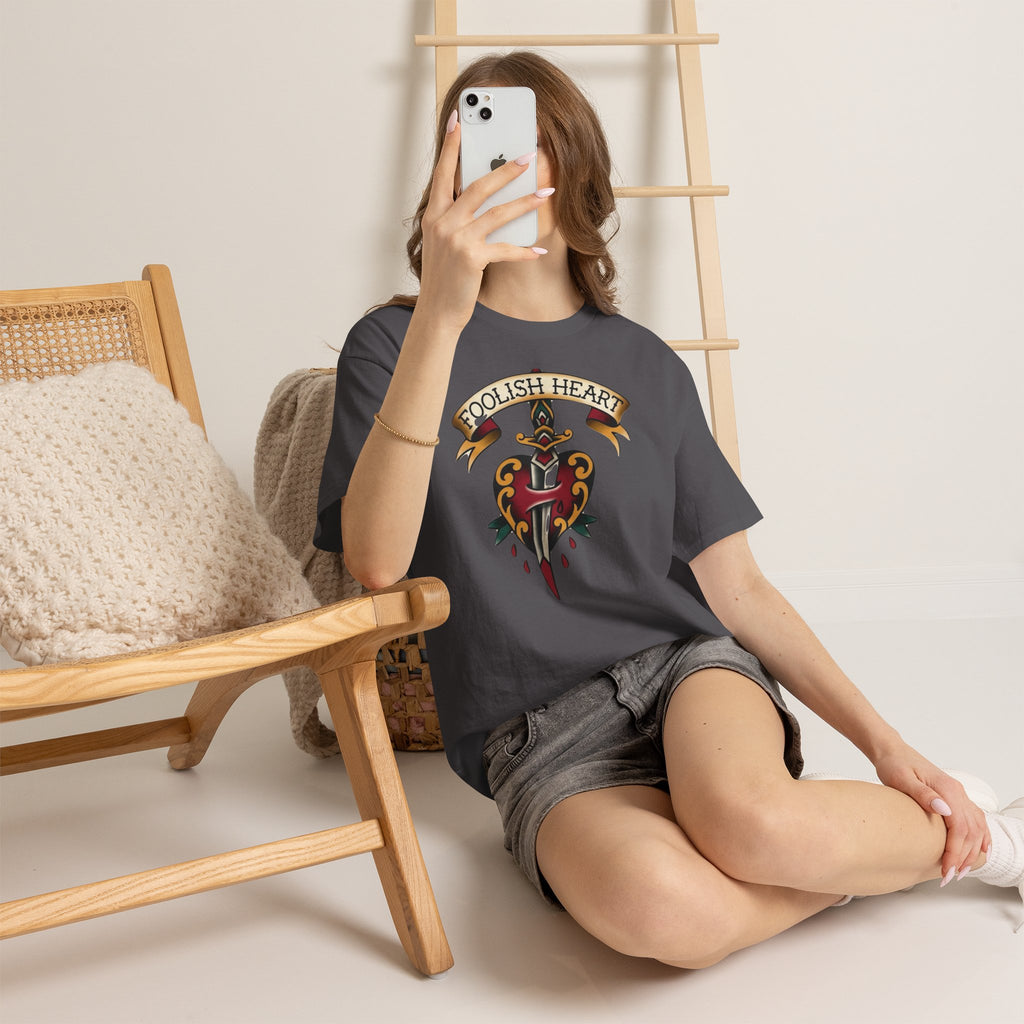 Grateful Dead Foolish Heart dagger heart tattoo design Tee | Vintage flash heart shirt