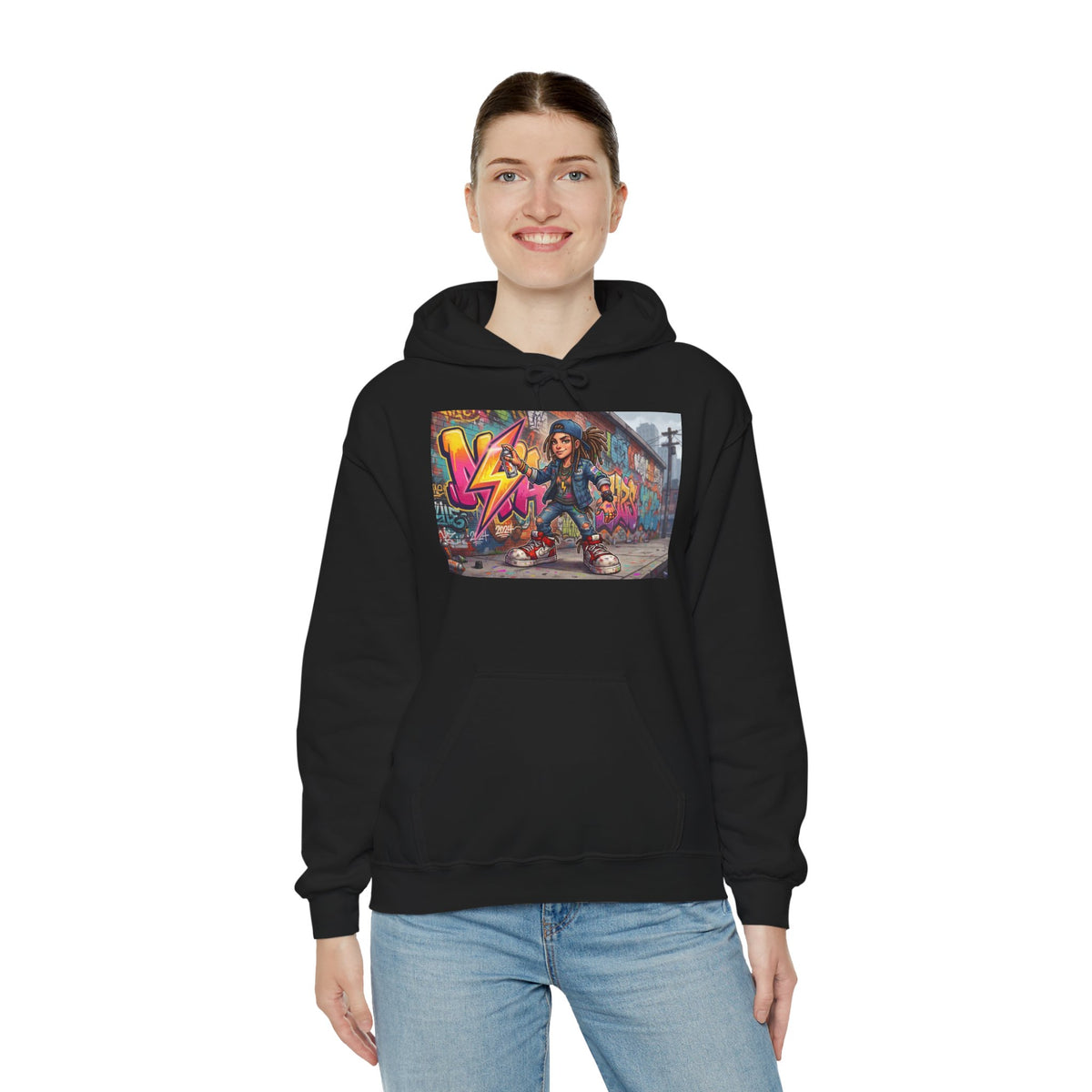 Graffiti Skater Kid Hoodie | Street Art Skateboard Sweatshirt