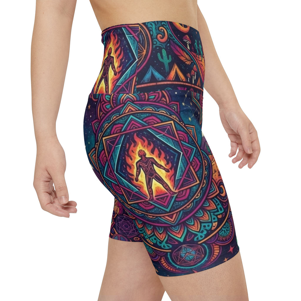 Mystical Celestial Desert Mandala Workout Shorts