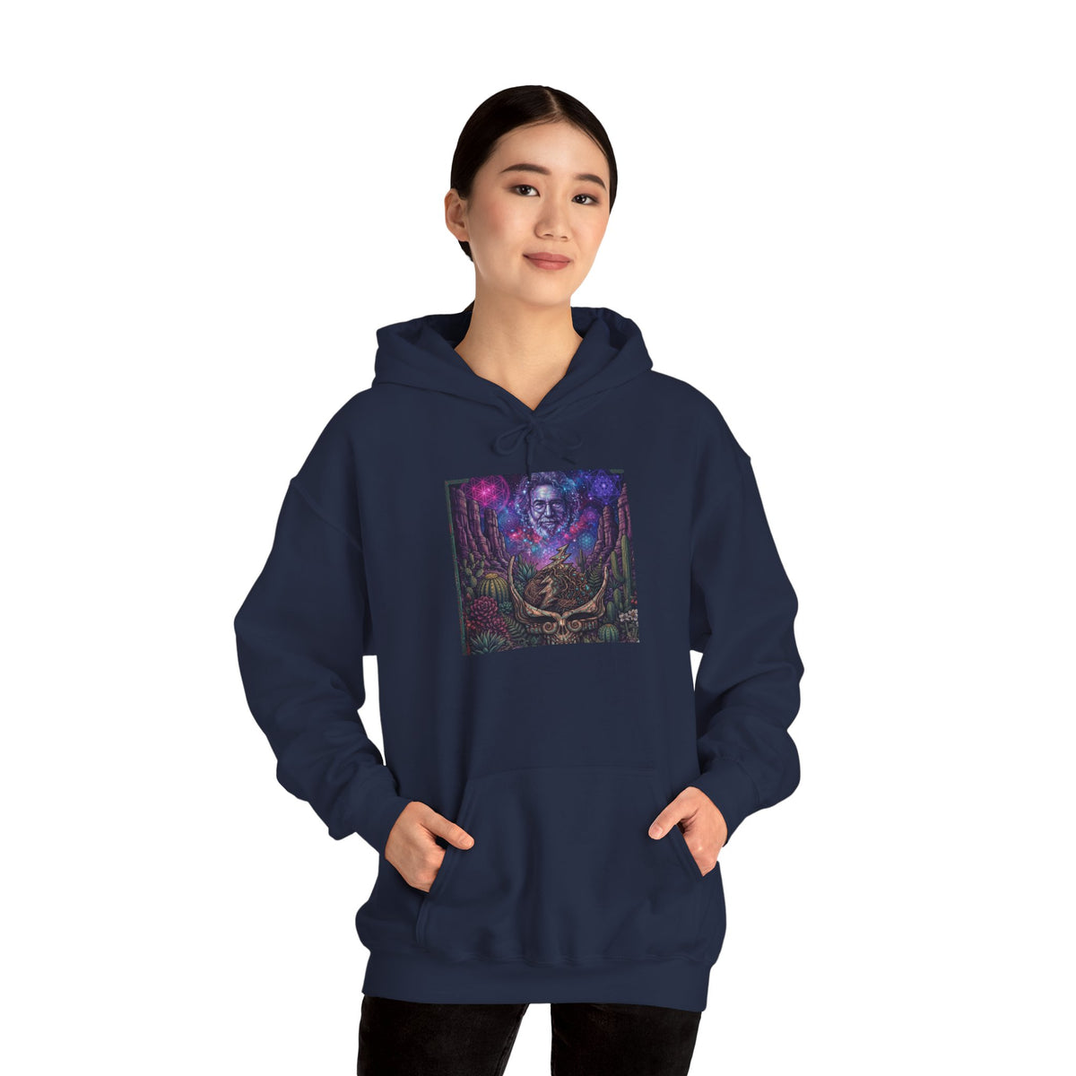 Psychedelic Skull Shaman Hoodie | Mystical Forest Totem Sweatshirt, deadhead gift
