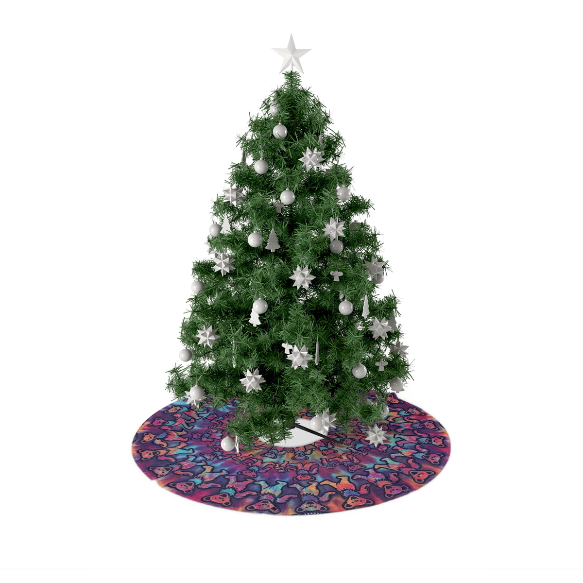 Grateful Dead Colorful Kaleidoscope Bears Christmas Tree Skirt | Psychedelic Holiday Tree Skirt
