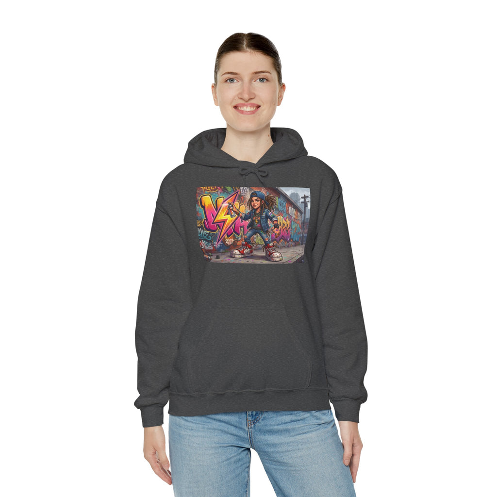 Graffiti Skater Kid Hoodie | Street Art Skateboard Sweatshirt