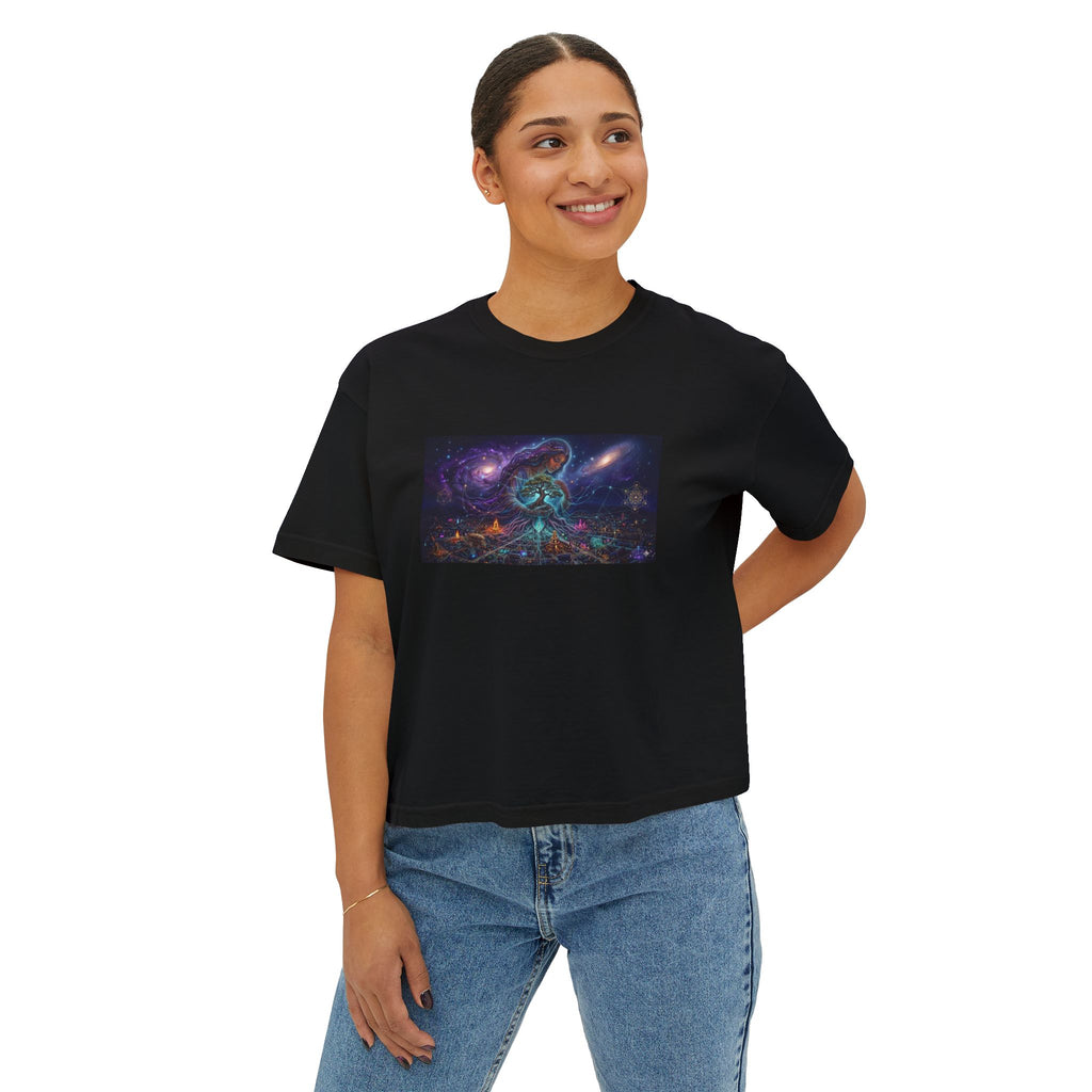 Cosmic Divine Feminine Galaxy Tee | Space  Nebula Shirt, Burning Man Apparel