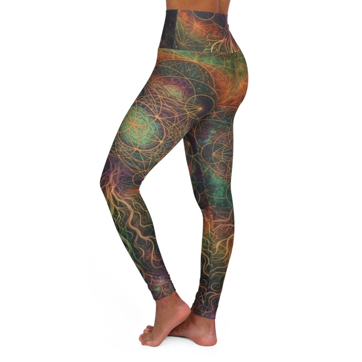 Abstract Fractal High Waisted Yoga Leggings | Psychedelic Swirl Festival Pants