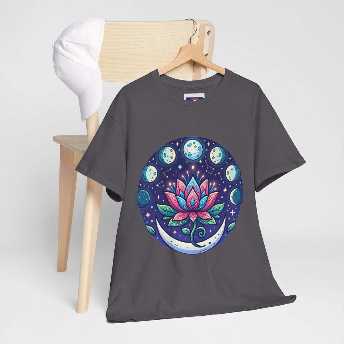 Lotus Moon Phase T-Shirt | Floral Mandala, Celestial Yoga Tee
