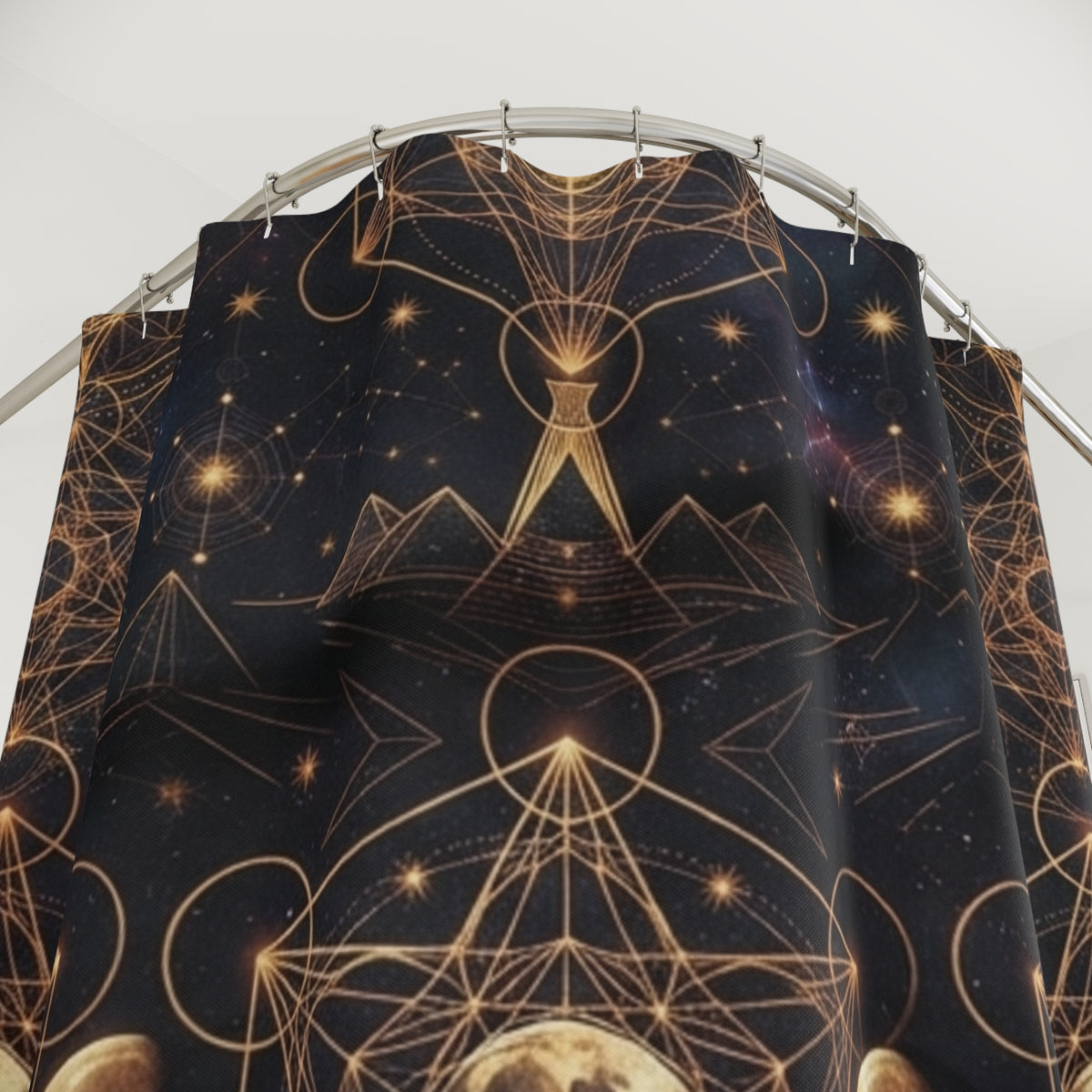 Celestial Moon Phases Shower Curtain | Mystic Astrology Pattern