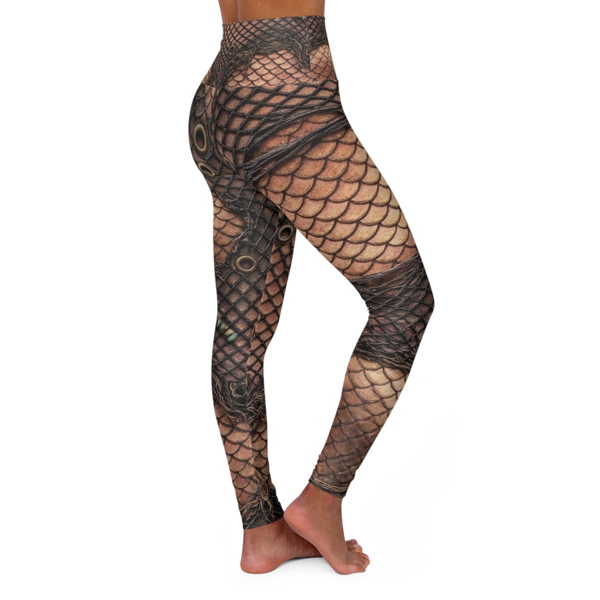 Fishnet Tattoo Pattern Leggings | High Waisted Yoga Leggings, Festival Leggins, Burning Man, EDC, Raver Legging, Deadhead, HippieStyle
