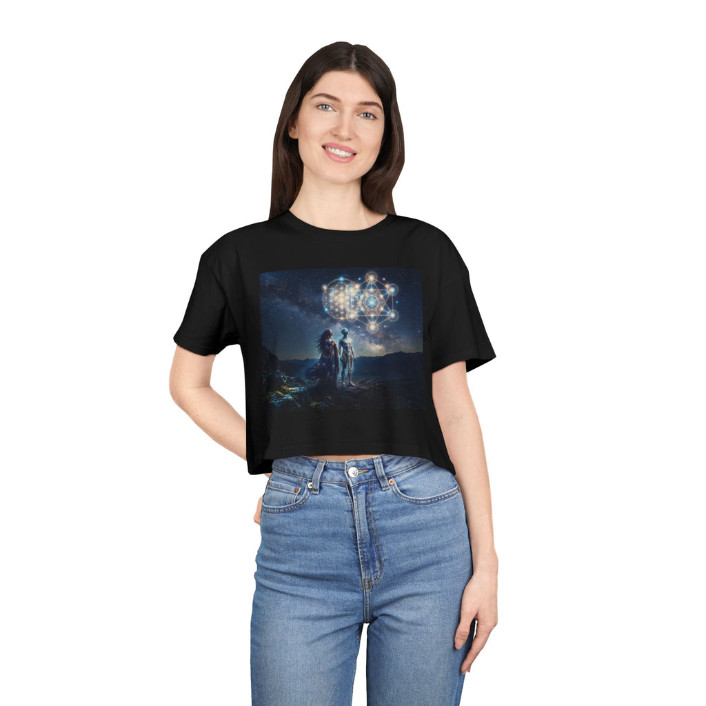 Stargazers Night Sky Crop Tee | Cosmic Constellation Art