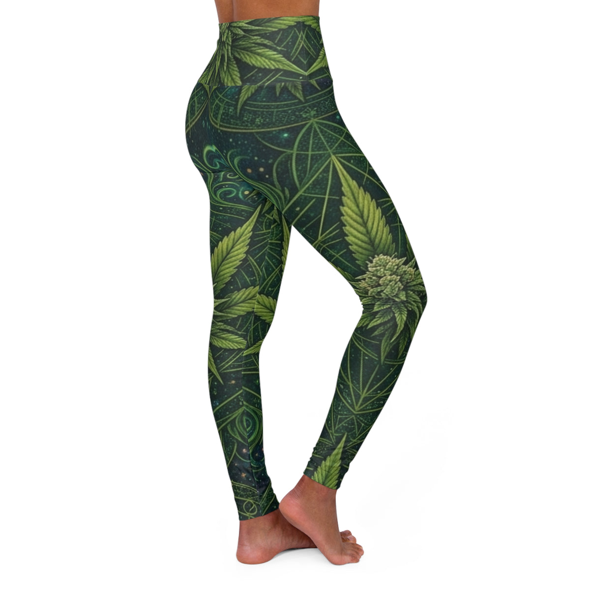 Cannabis High Waisted Yoga Leggings (AOP)