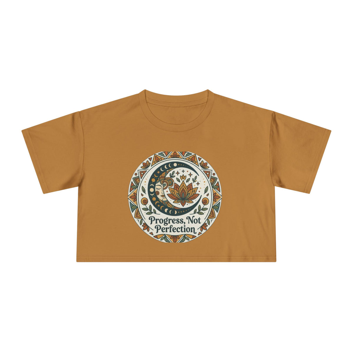 Progress Not Perfection Floral Mandala Crop Tee