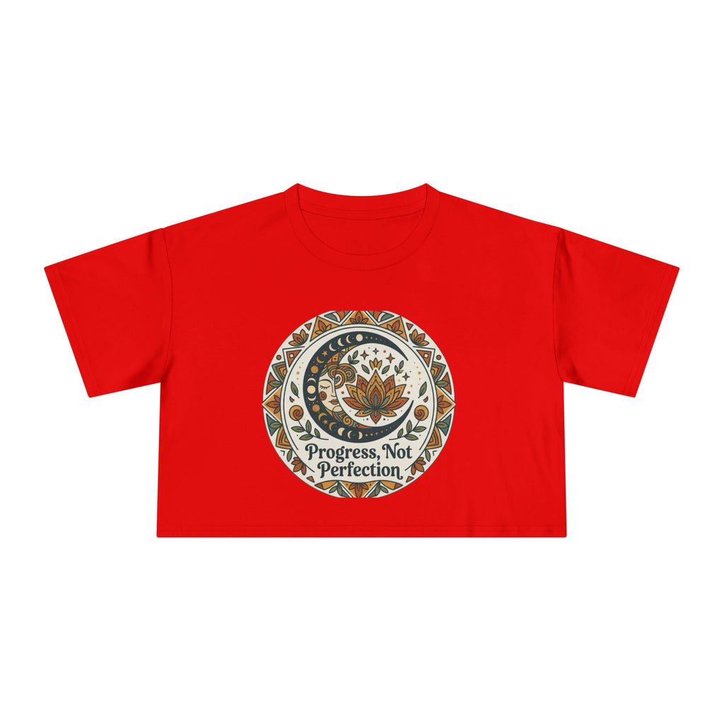 Progress Not Perfection Floral Mandala Crop Tee