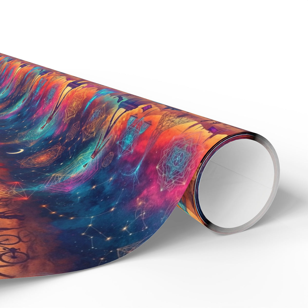 Mystical playa  Pattern Wrapping Paper | Celestial Feathers, Boho Gift Wrap