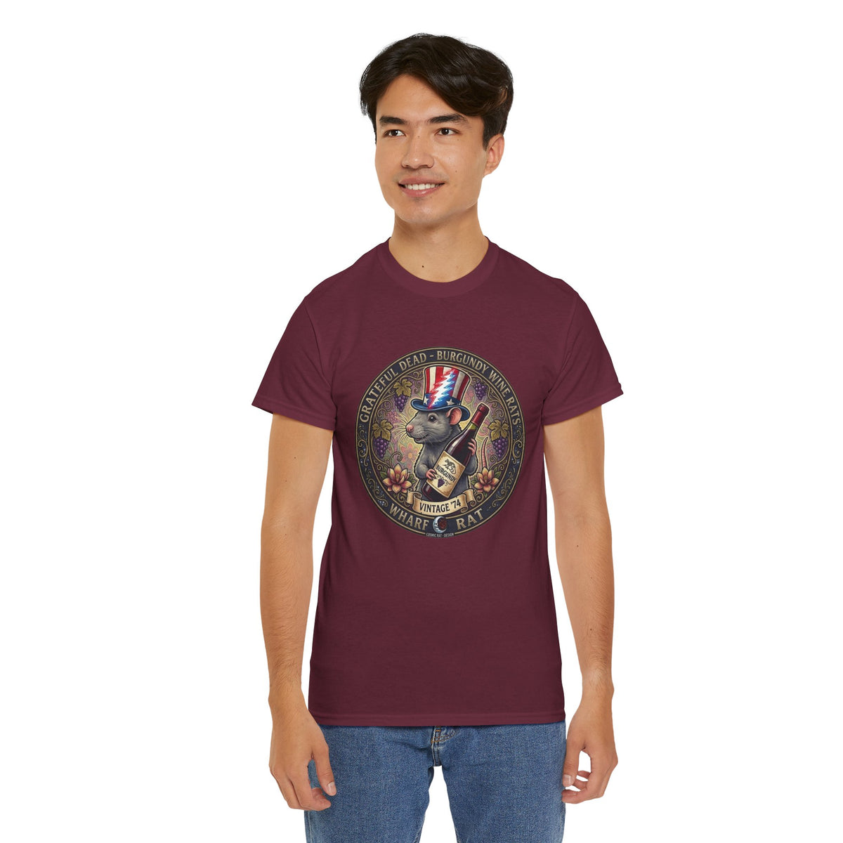 Wharf Rat Graphic Tee | Vintage Americana rat with top hat and bottle