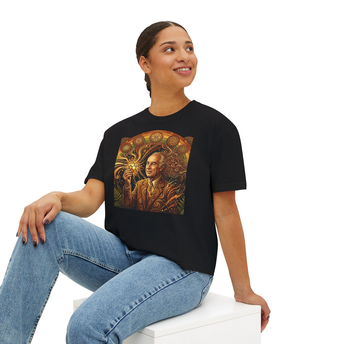 Albert Hoffman , deadhead style, burning man luminary , Steampunk Inventor Portrait Tee | Vintage Scientist Illustration