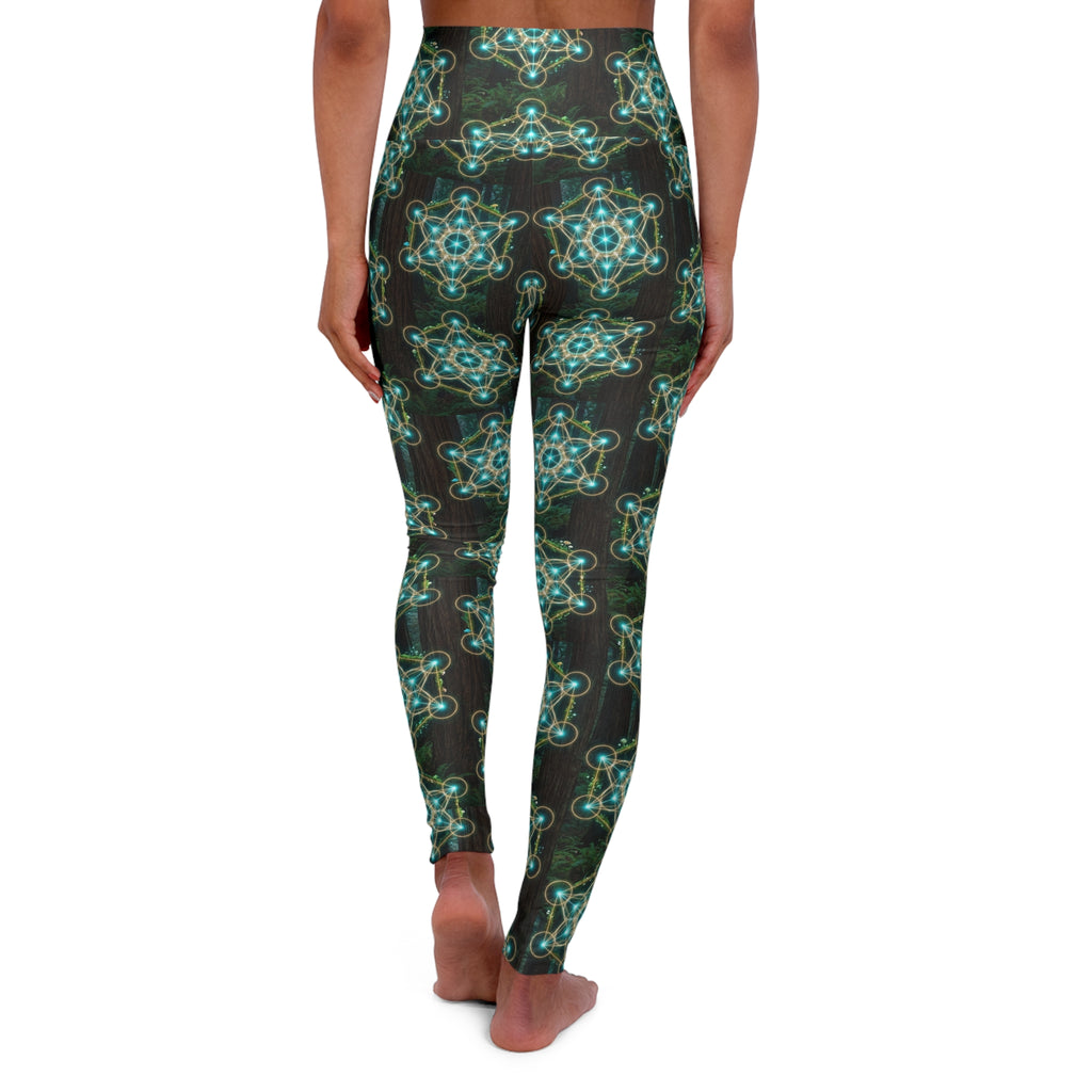 Teal Geometric Mandala Leggings High Waisted Yoga Leggings | All-Over Print