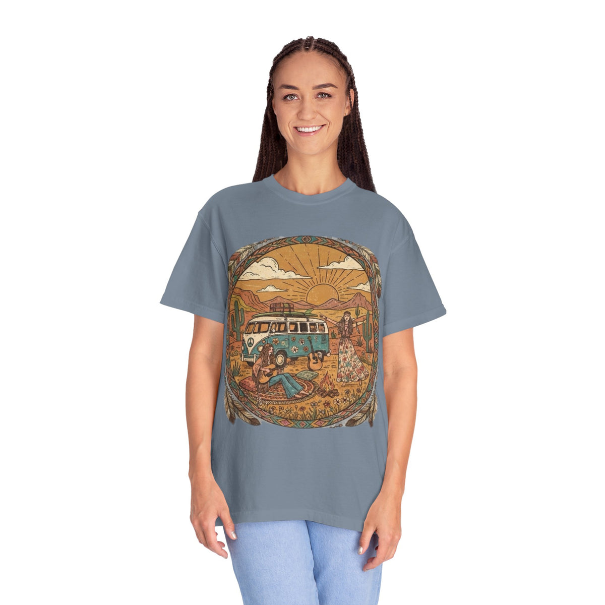 Boho soft style lightweight shirt, hippie style, festival goer, gift for deadhead, Unisex Garment-Dyed T-shirt