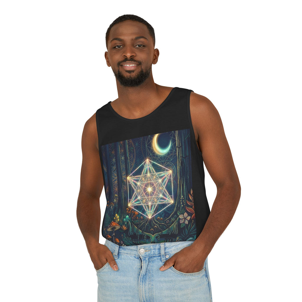 Sacred Geometry Star Metatron Design Tank Top | Moonlit Forest Pattern