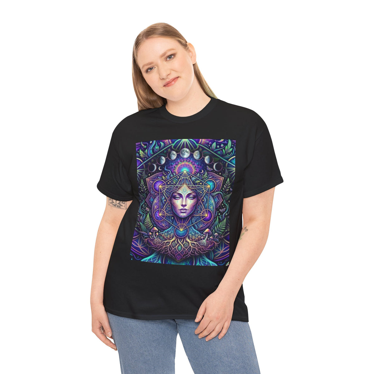 Mystic Goddess Mandala Tee | Psychedelic Spiritual Art, Purple Blue