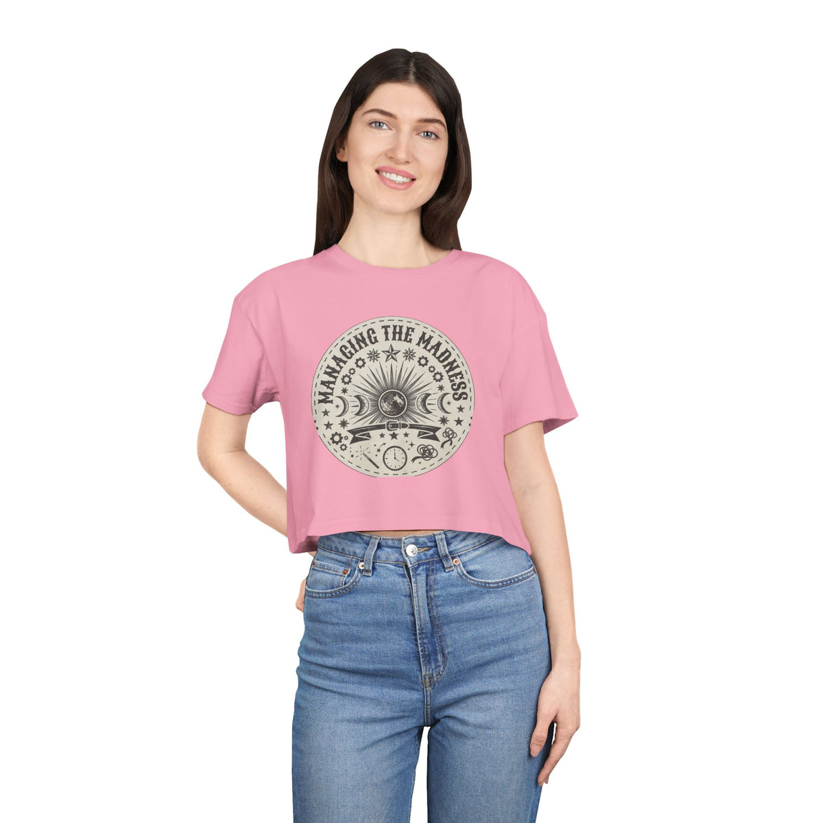 Moon Phases Mandala Crop Tee | Astrological Celestial Design