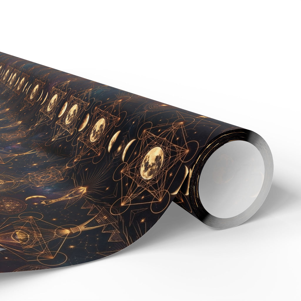 Gold Geometric Orb Pattern Wrapping Paper | Celestial Abstract Gift Wrap