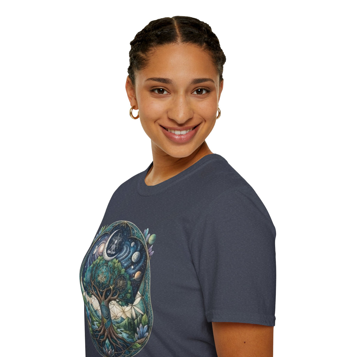 Tree of Life mandala T-Shirt | cosmic moon phases, nature circle art
