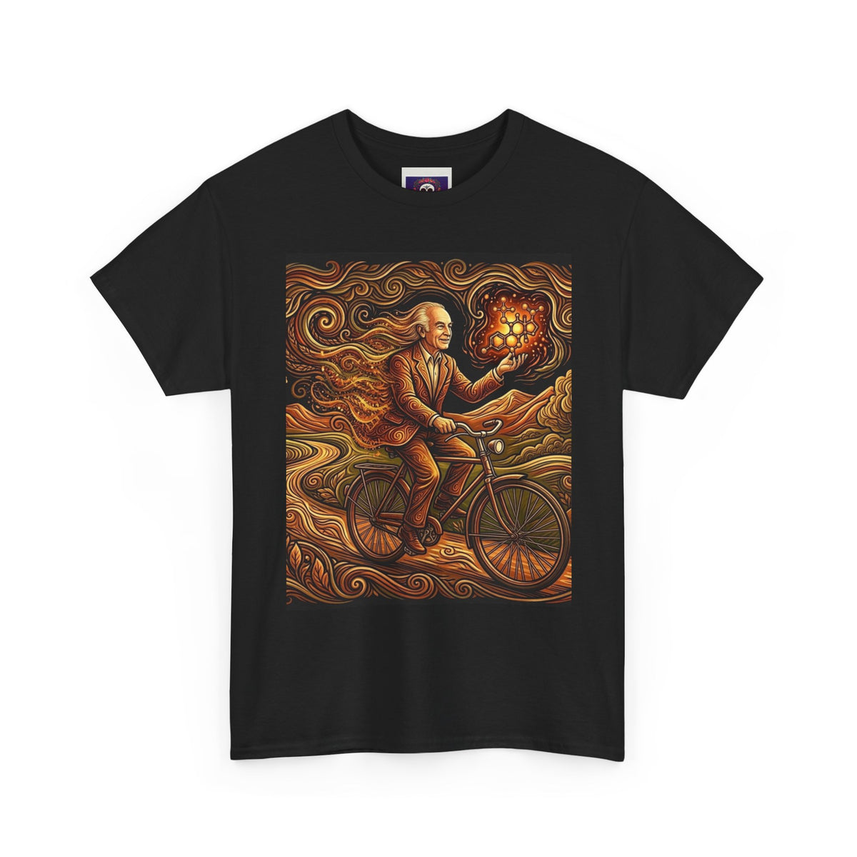 Albert Hoffman Bicycle holding Glowing Orb T-Shirt | Vintage Fantasy Art