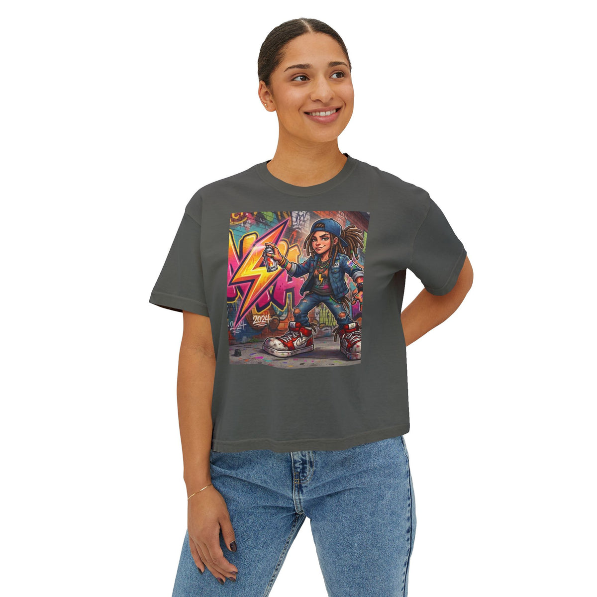 Skateboard Girl Graffiti Skate Tee | Boxy Crop Tee
