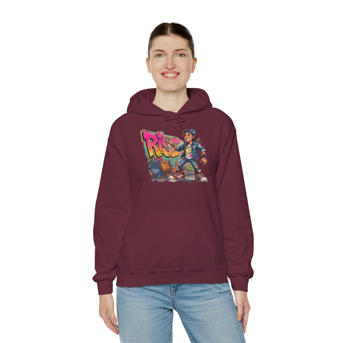 Retro Graffiti Kid Hoodie | Skate Street Art Pullover