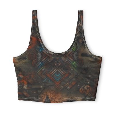 Steampunk Gear Pattern Sports Bra | Rusted Industrial AOP Crop Top