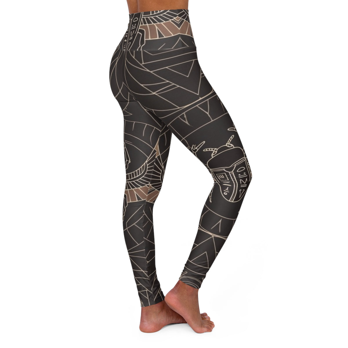 Egyptian Scarab Beetle Leggings | High Waisted Yoga Leggings