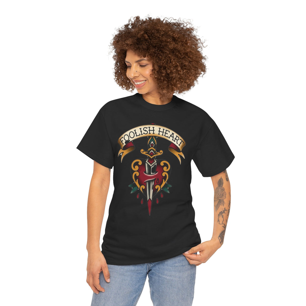 Grateful Dead Foolish Heart dagger heart tattoo design Tee | Vintage flash heart shirt