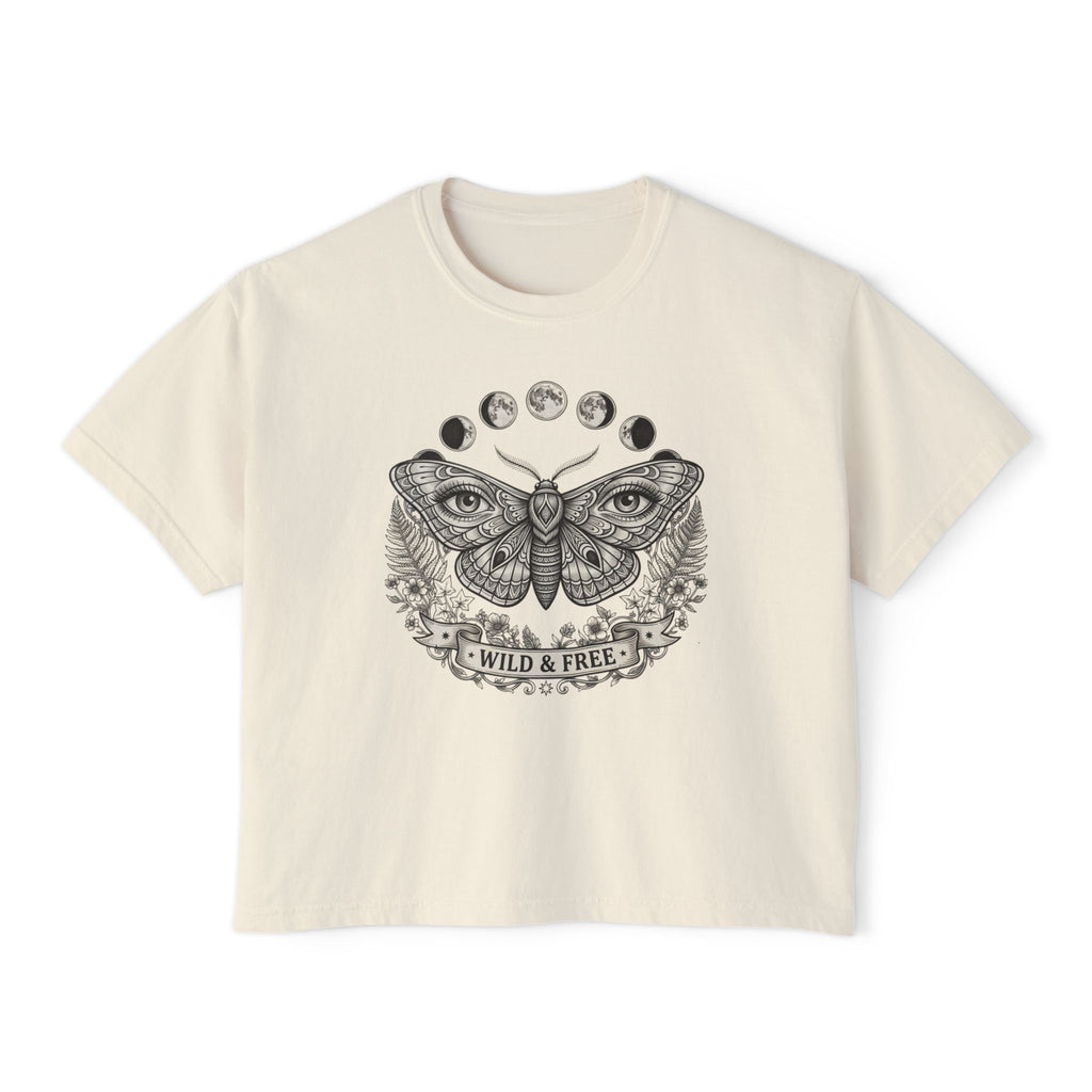 Moth with Moon Phases Tee | Wild & Free Boxy Tee