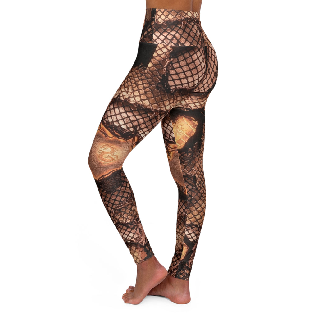 Snake Skin Roses Leggings | High Waisted Yoga Leggings, Burning Man Festival gear, Steam punk, EDC, HalloweenDeadhead, Concert wear