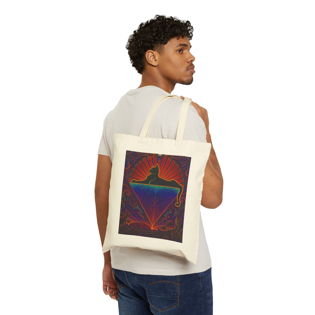 Dancing Bear Psychedelic Prism Tote cats down under the stars