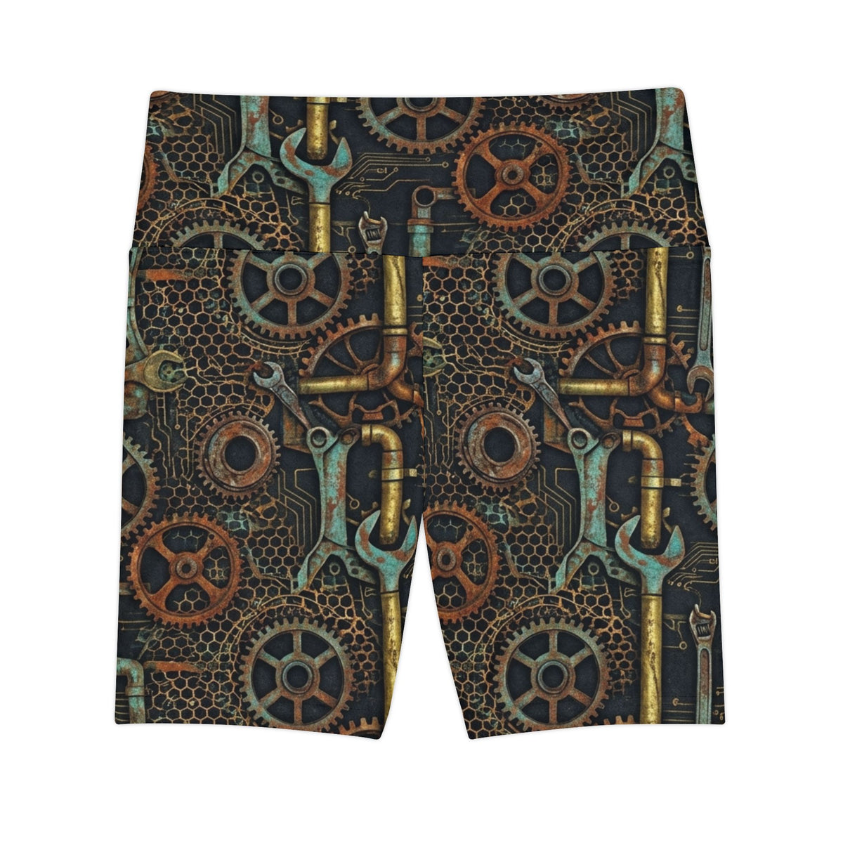 Steampunk Gears and Pipes Workout Shorts | Athletic Bike Shorts