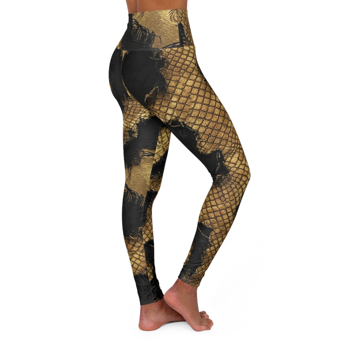 Fishnet Ripped Pattern Leggings, Burning man, halloween, festival wear, concert apparel, EDC,AOP