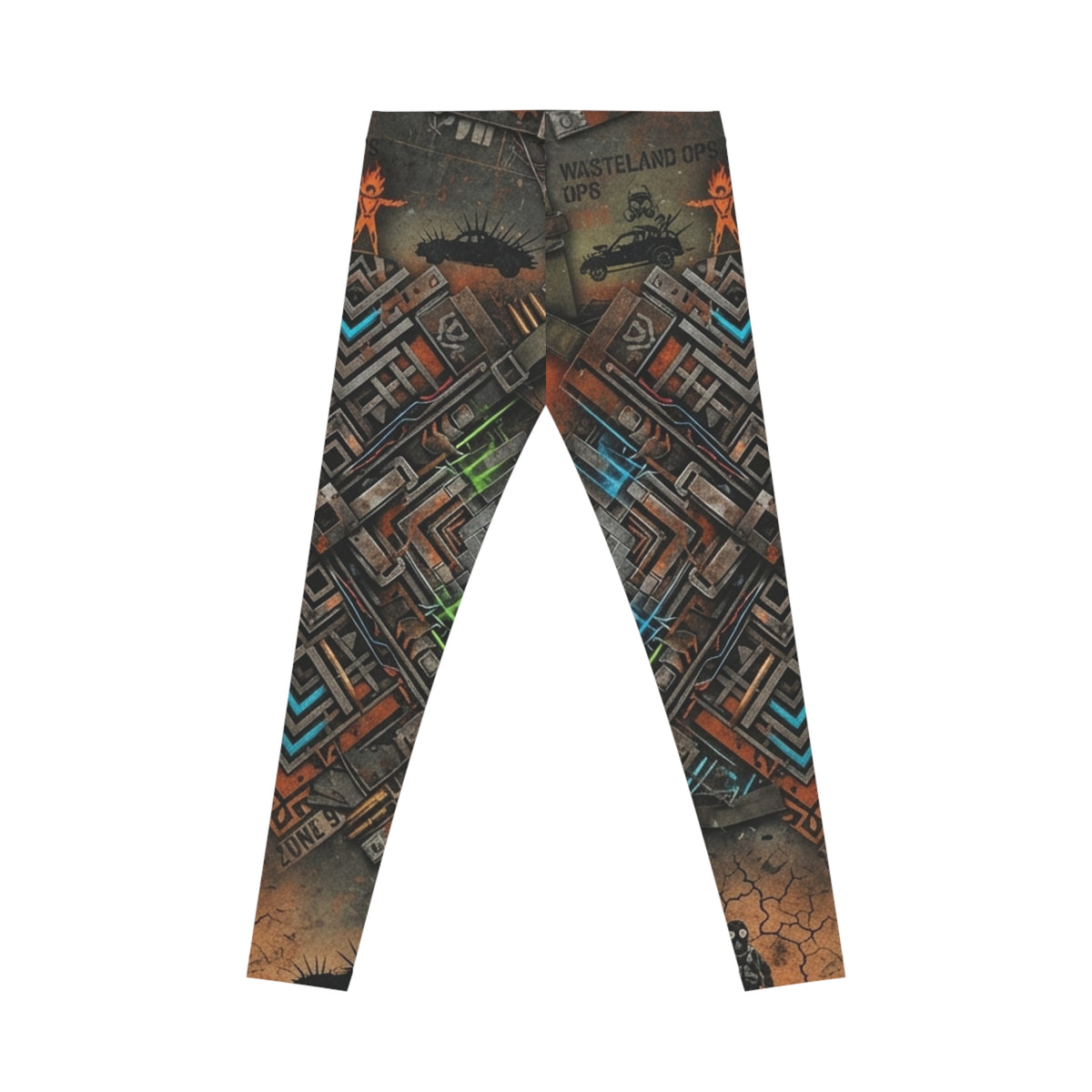 Steampunk Cityscape Leggings | Geometric Industrial Pattern