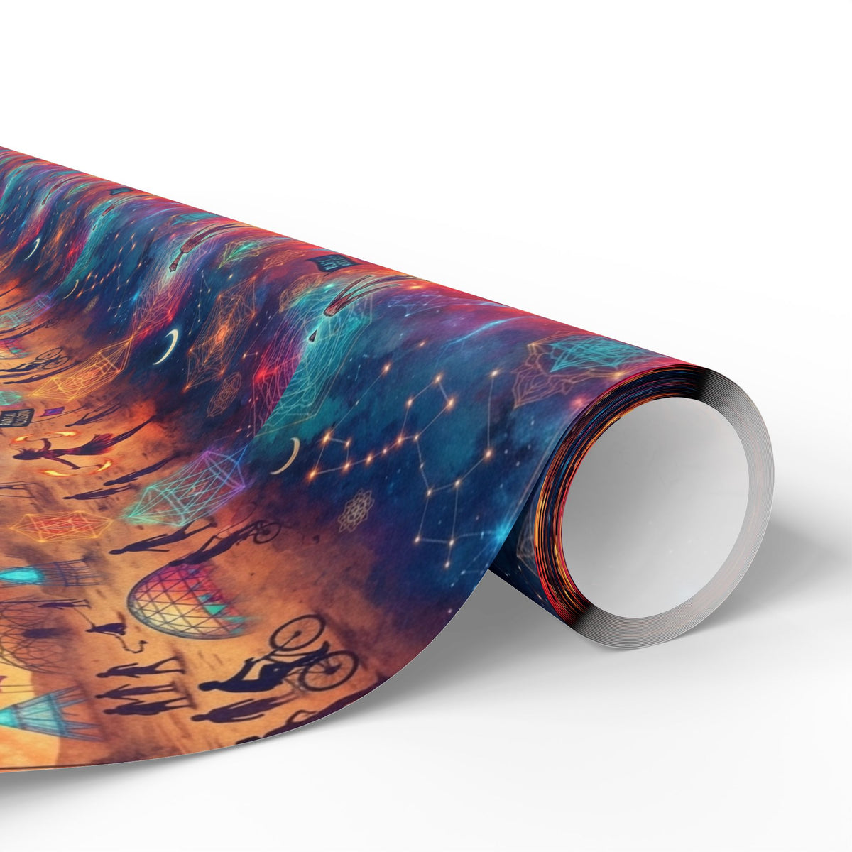 Mystical playa  Pattern Wrapping Paper | Celestial Feathers, Boho Gift Wrap