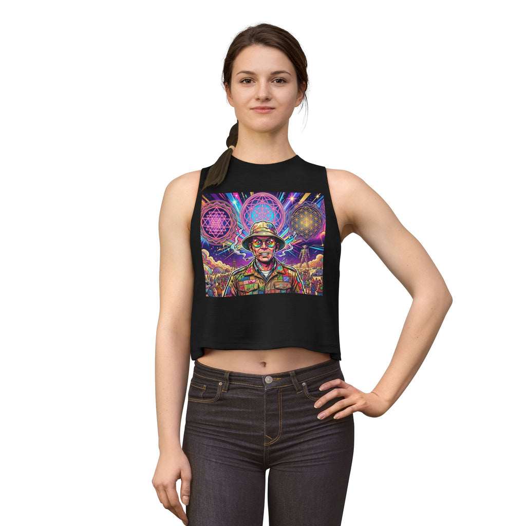 Psychedelic Soldier Portrait Crop Top | Trippy Geometric Art, Hunter S Thomason, Burning Man Style, Deadhead, Tripper style, hippie