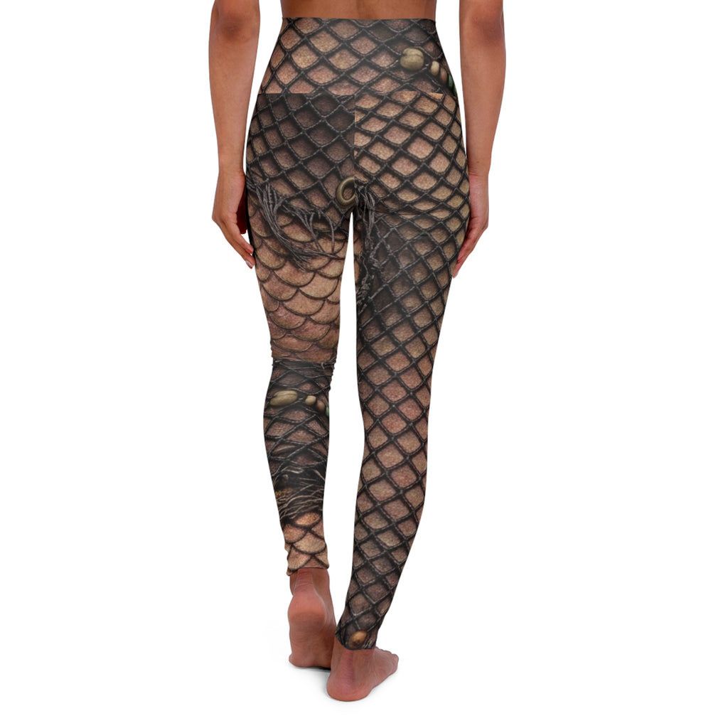 Netted Fishnet Pattern Tattoo Print Leggings