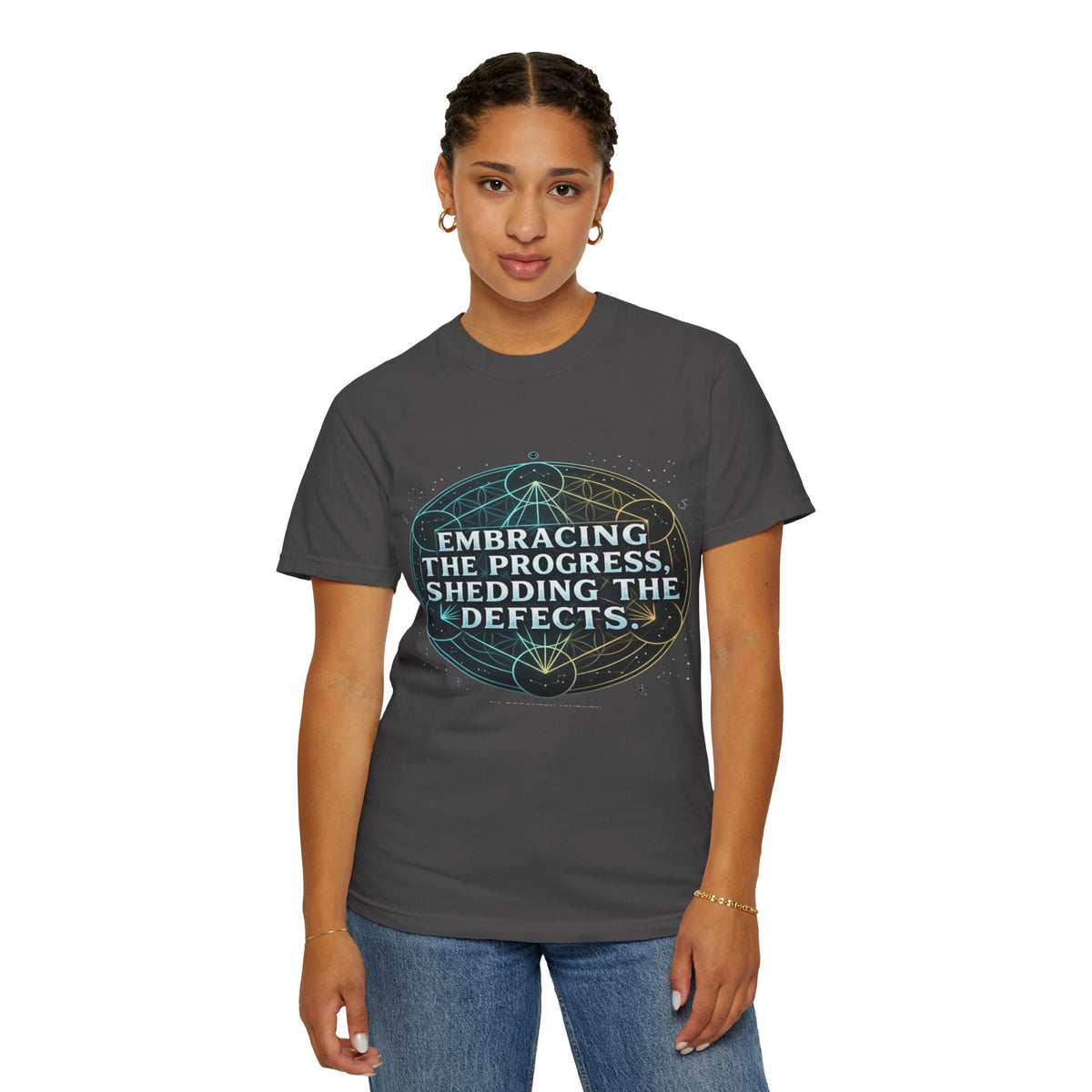 Embracing the Progress Shedding the Defects T-Shirt | Inspirational Typography Recovery , AA NA Sobriety Gift Apparel