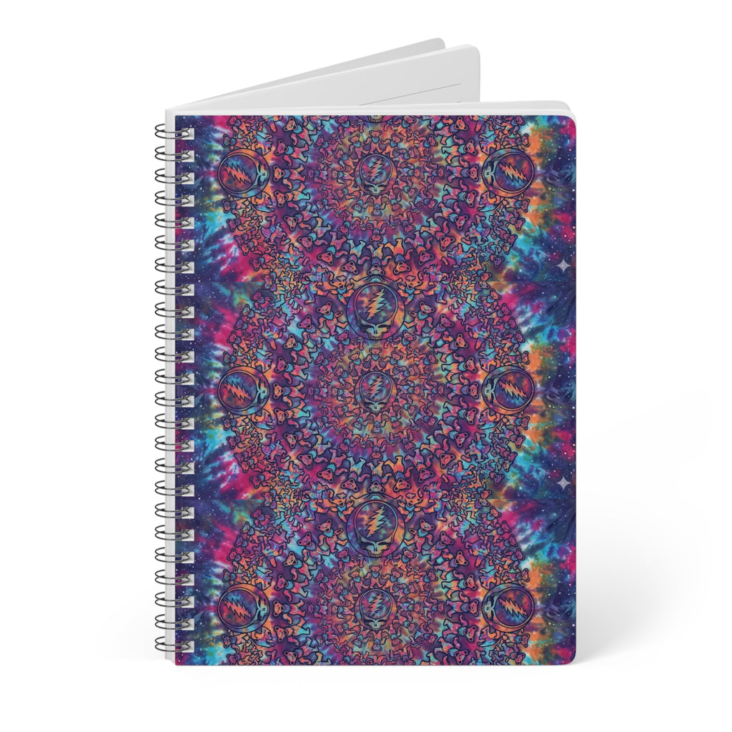 Colorful Kaleidoscope Mandala Notebook | Wirobound Softcover A5, Grateful Dead petterned , gift for deadhead