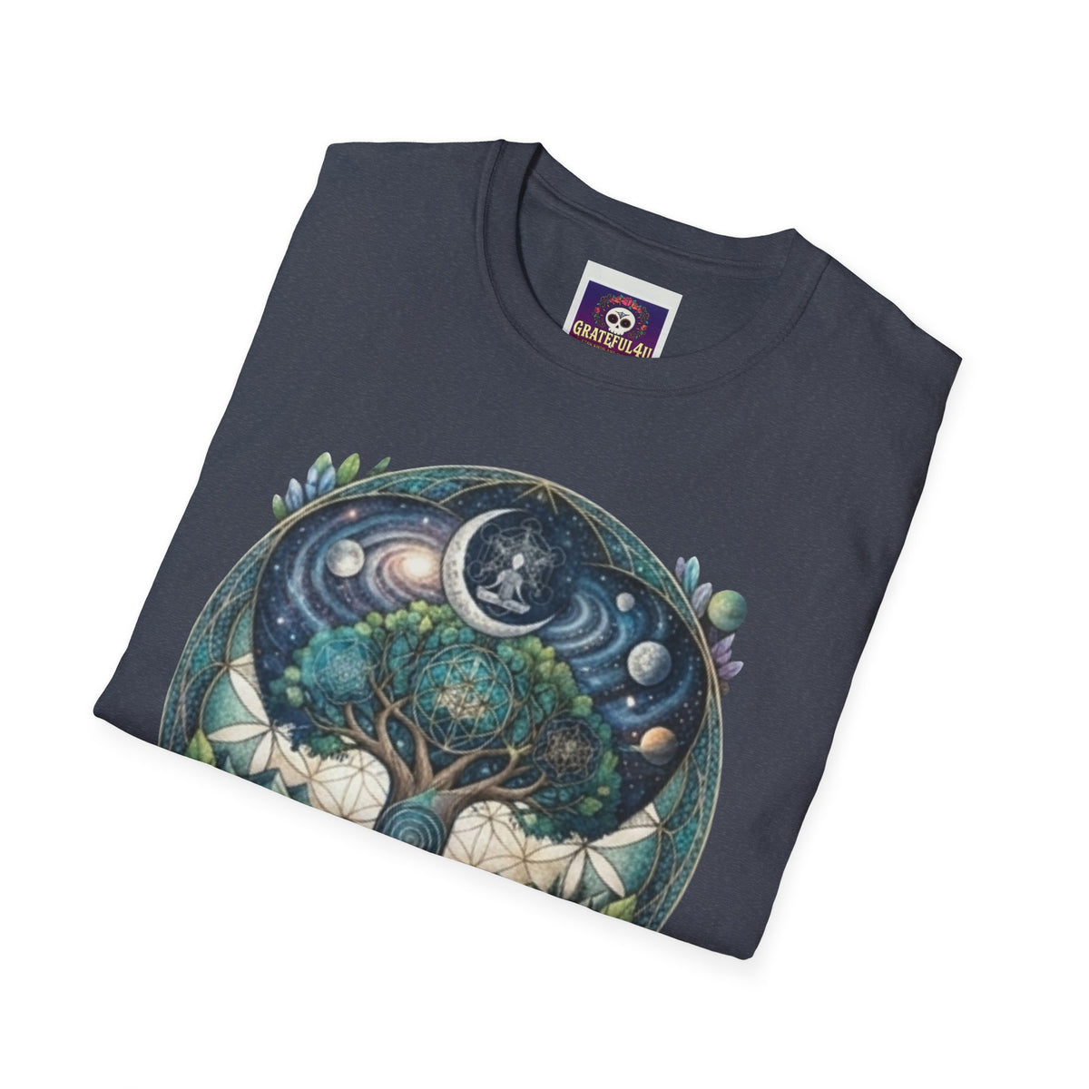 Tree of Life mandala T-Shirt | cosmic moon phases, nature circle art
