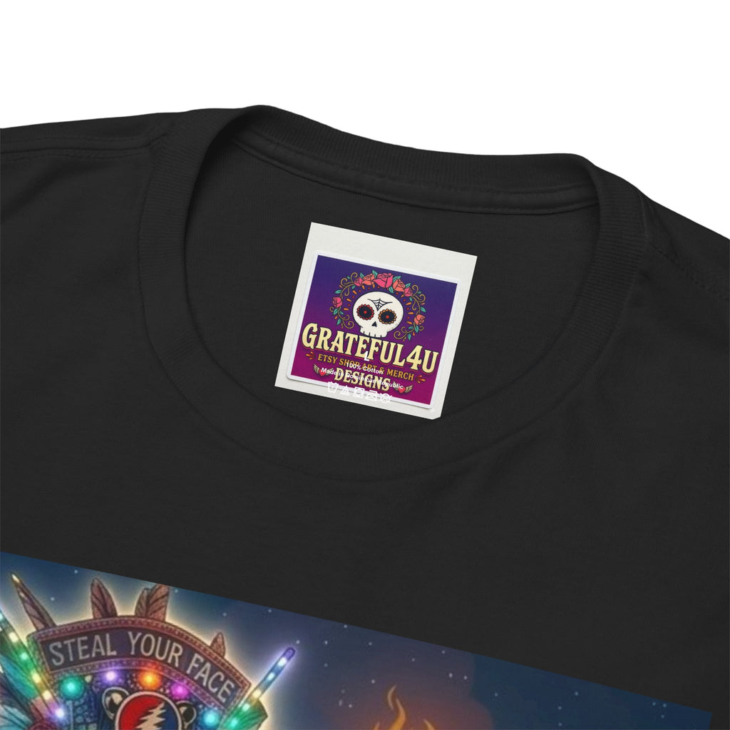 Aztec Warrior Art T-Shirt | Tribal Headdress, Festival Night Scene