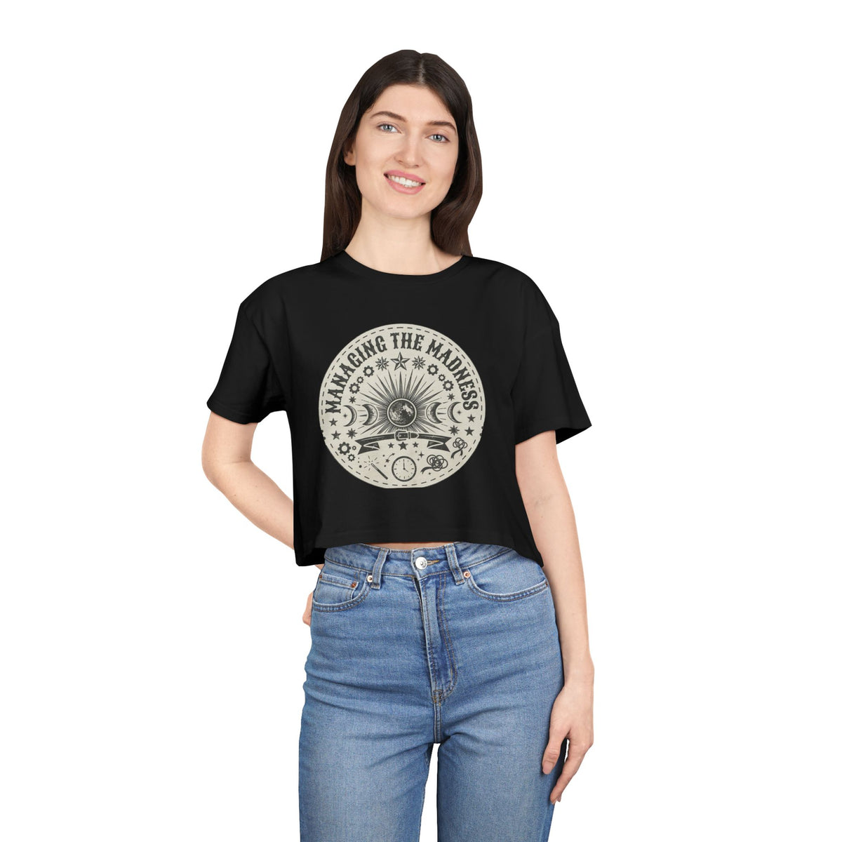 Moon Phases Mandala Crop Tee | Astrological Celestial Design