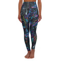 Neon Cyberpunk Circuit Leggings High Waisted Yoga Leggings | Futuristic City Print