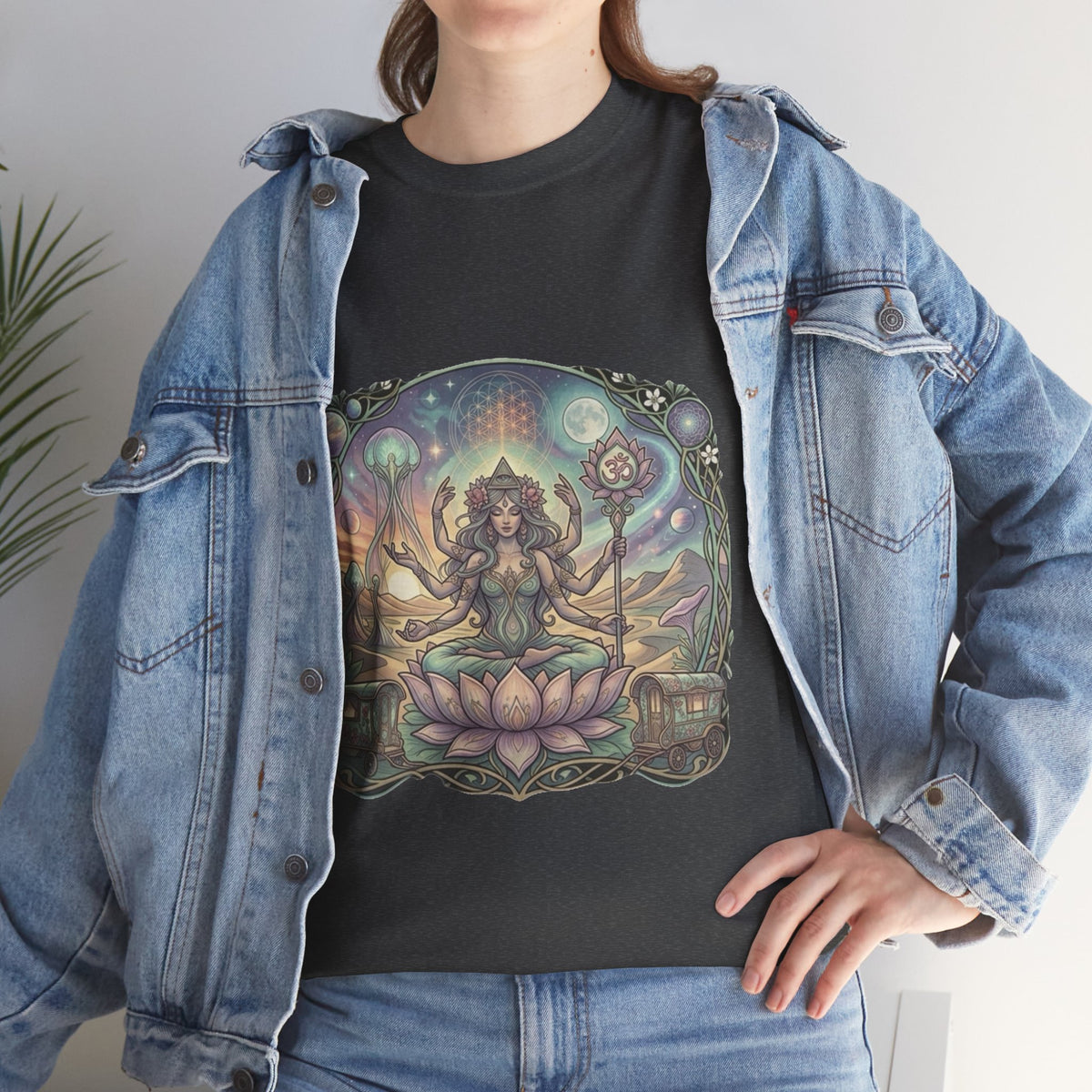 Buddha Meditation Yoga Shirt  Mandala Graphic T-Shirt for Men & Women, Sacred Geometry Lotus Flower Top, Festival Clothing