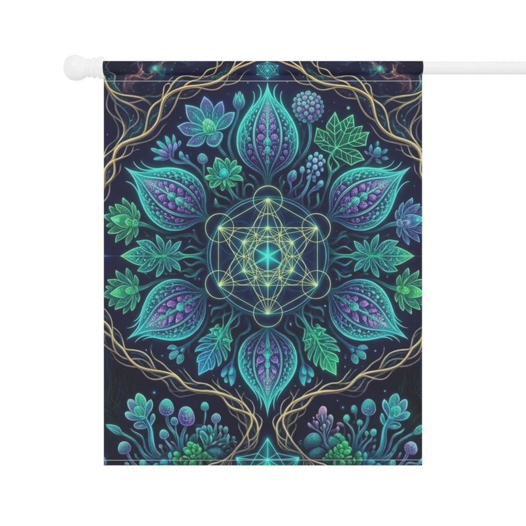 Botanical Mandala Garden Banner | House Flag, Floral Geometric Design