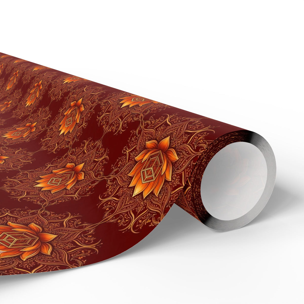 Autumn Floral Mandala Wrapping Papers | Burgundy Lotus Gift Wrap