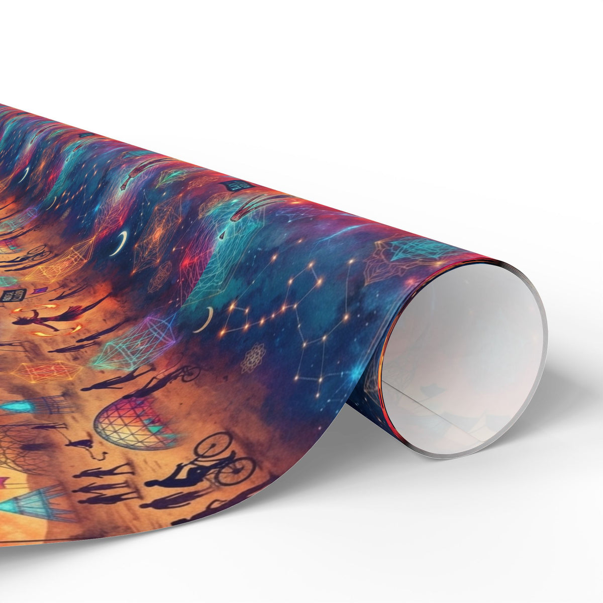 Mystical playa  Pattern Wrapping Paper | Celestial Feathers, Boho Gift Wrap